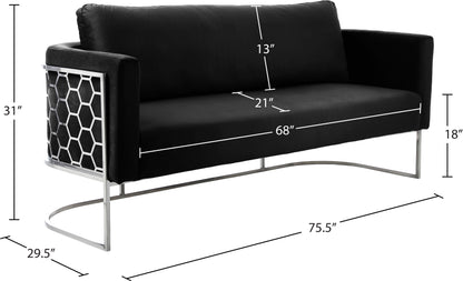 Geneva Black Velvet Sofa S