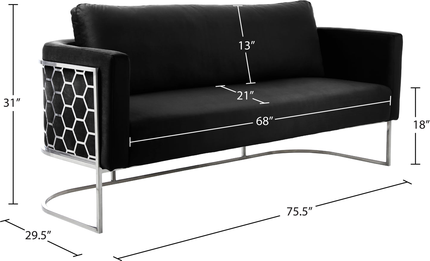 roy black velvet sofa