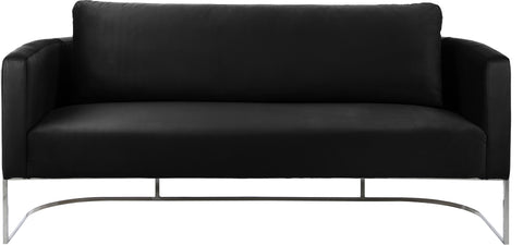 Arden 75.5" Black Velvet Upholstered Sofa, 1 Piece
