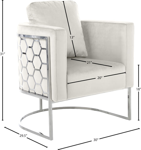 Arden Cream Velvet Upholstered Chair, 1 Piece