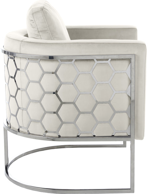 Arden Cream Velvet Upholstered Chair, 1 Piece