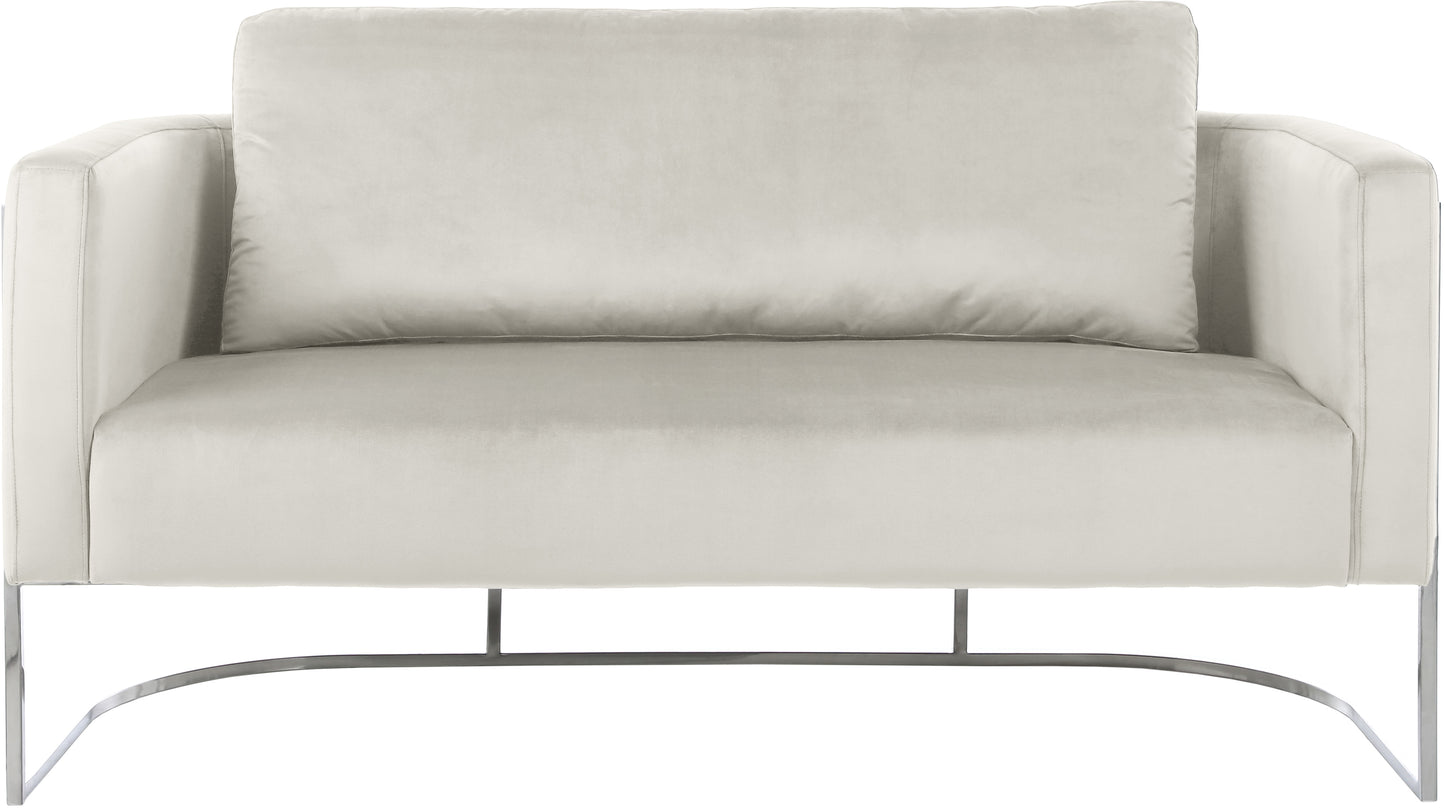 roy cream velvet loveseat