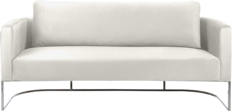 Arden 75.5" Cream Velvet Upholstered Sofa, 1 Piece