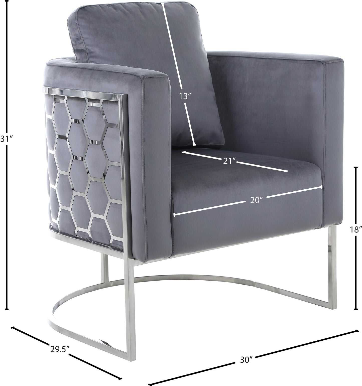 geneva grey velvet chair c