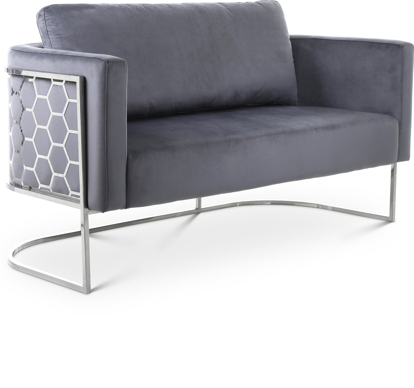 roy grey velvet loveseat