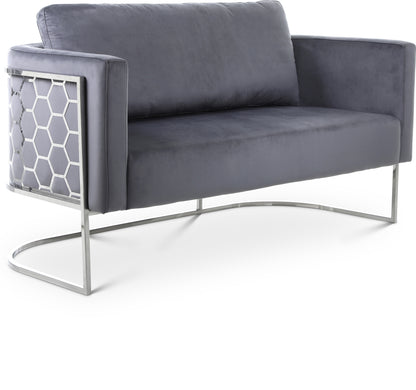 Roy Grey Velvet Loveseat