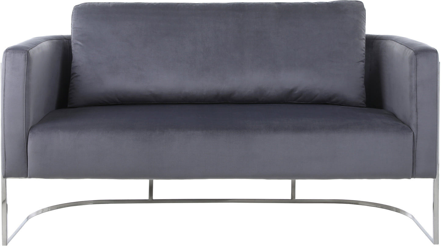 geneva grey velvet loveseat l