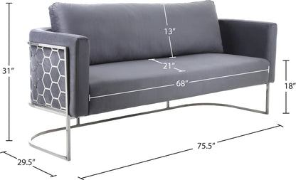 Geneva Grey Velvet Sofa S