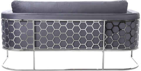 Arden 75.5" Grey Velvet Upholstered Sofa, 1 Piece