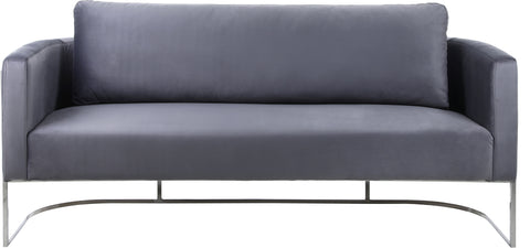 Arden 75.5" Grey Velvet Upholstered Sofa, 1 Piece