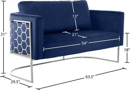 Geneva Navy Velvet Loveseat L