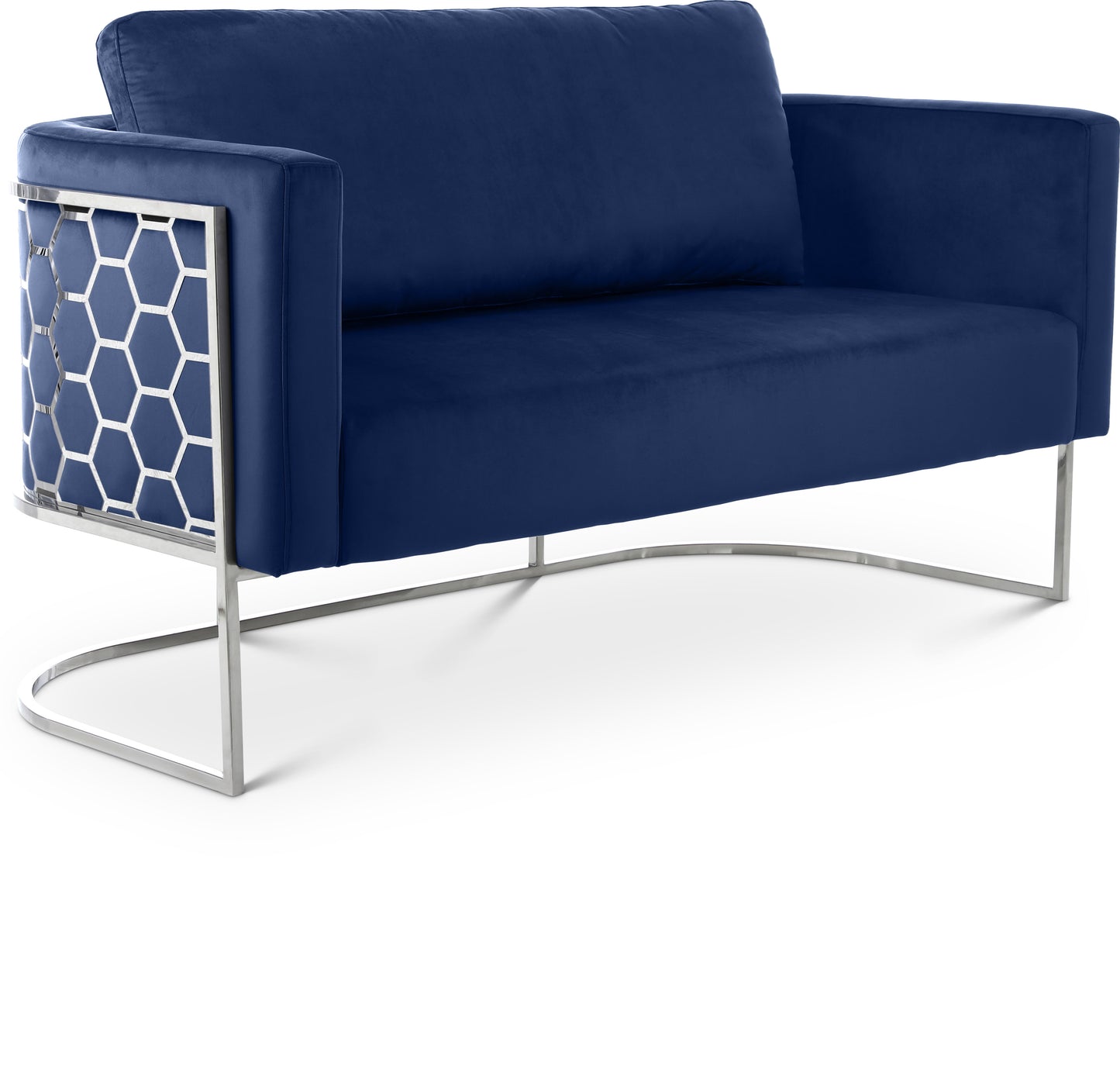 roy navy velvet loveseat