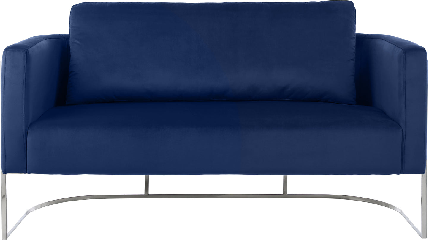 geneva navy velvet loveseat l