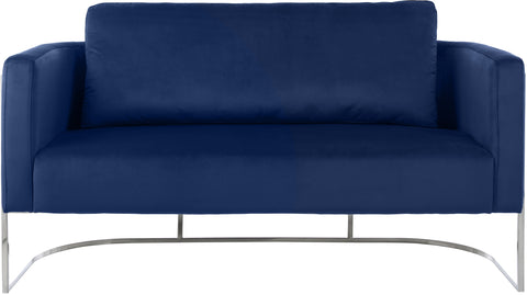 Arden 63.5" Navy Velvet Upholstered Loveseat, 1 Piece