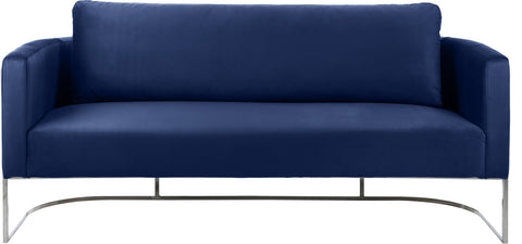 Arden 75.5" Navy Velvet Upholstered Sofa, 1 Piece
