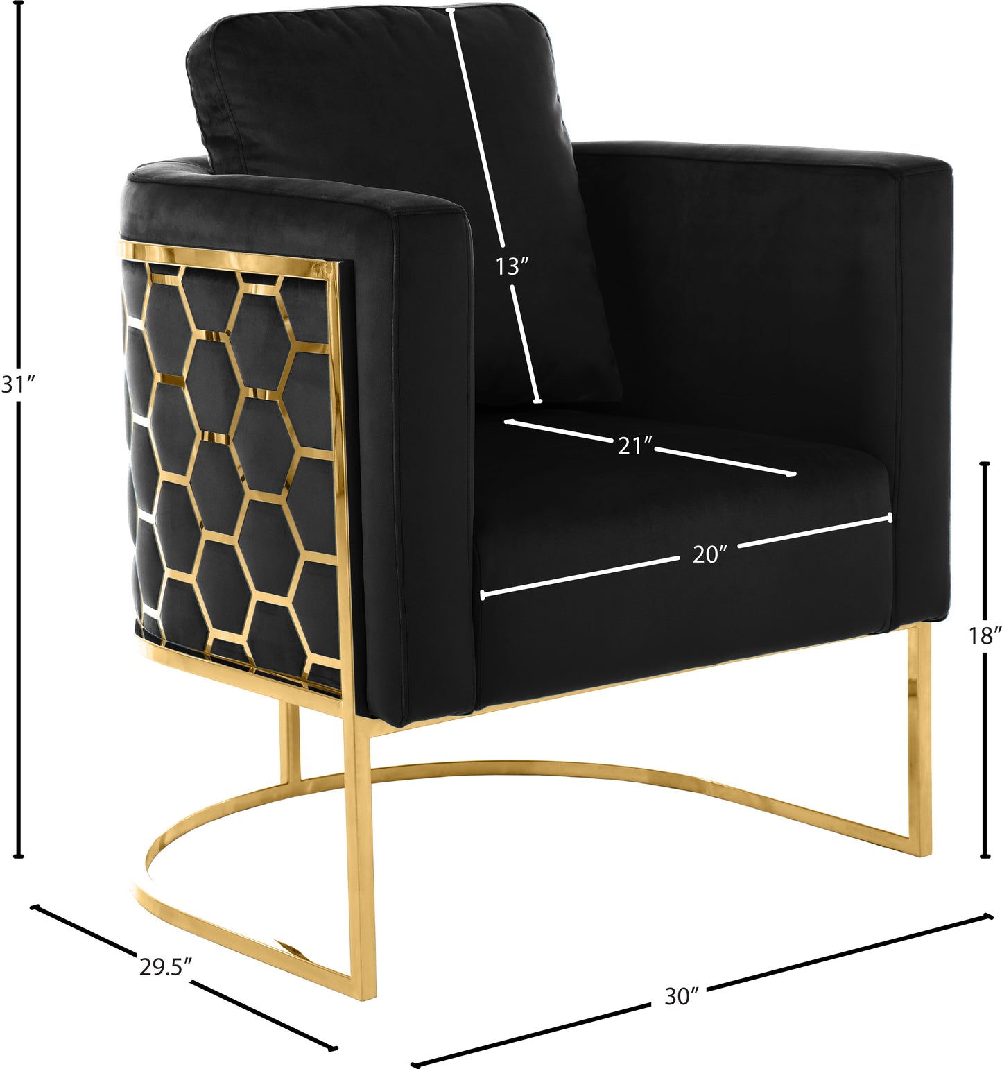 geneva black velvet chair c