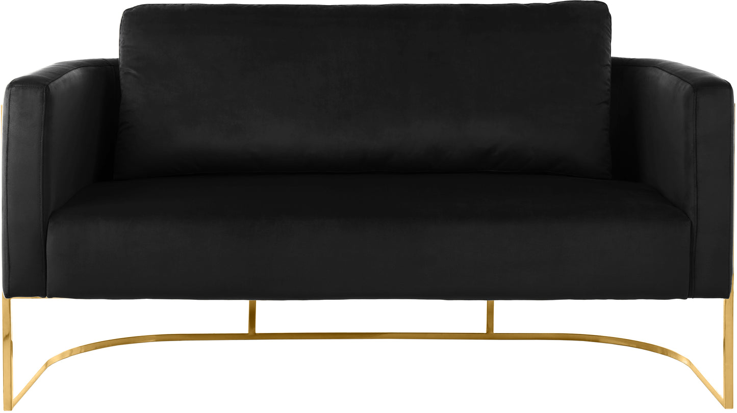 geneva black velvet loveseat l