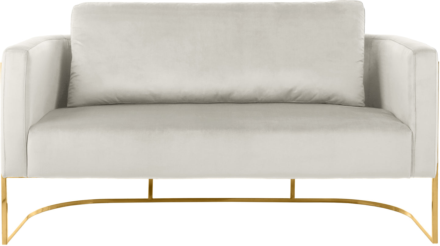 geneva cream velvet loveseat l