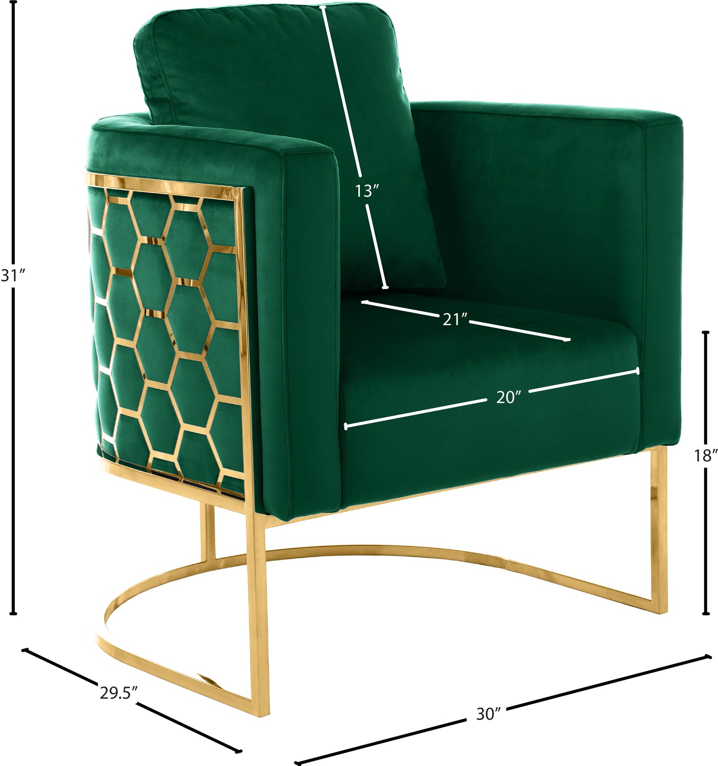 geneva green velvet chair c