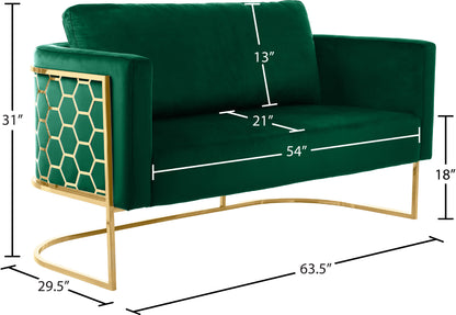 Geneva Green Velvet Loveseat L