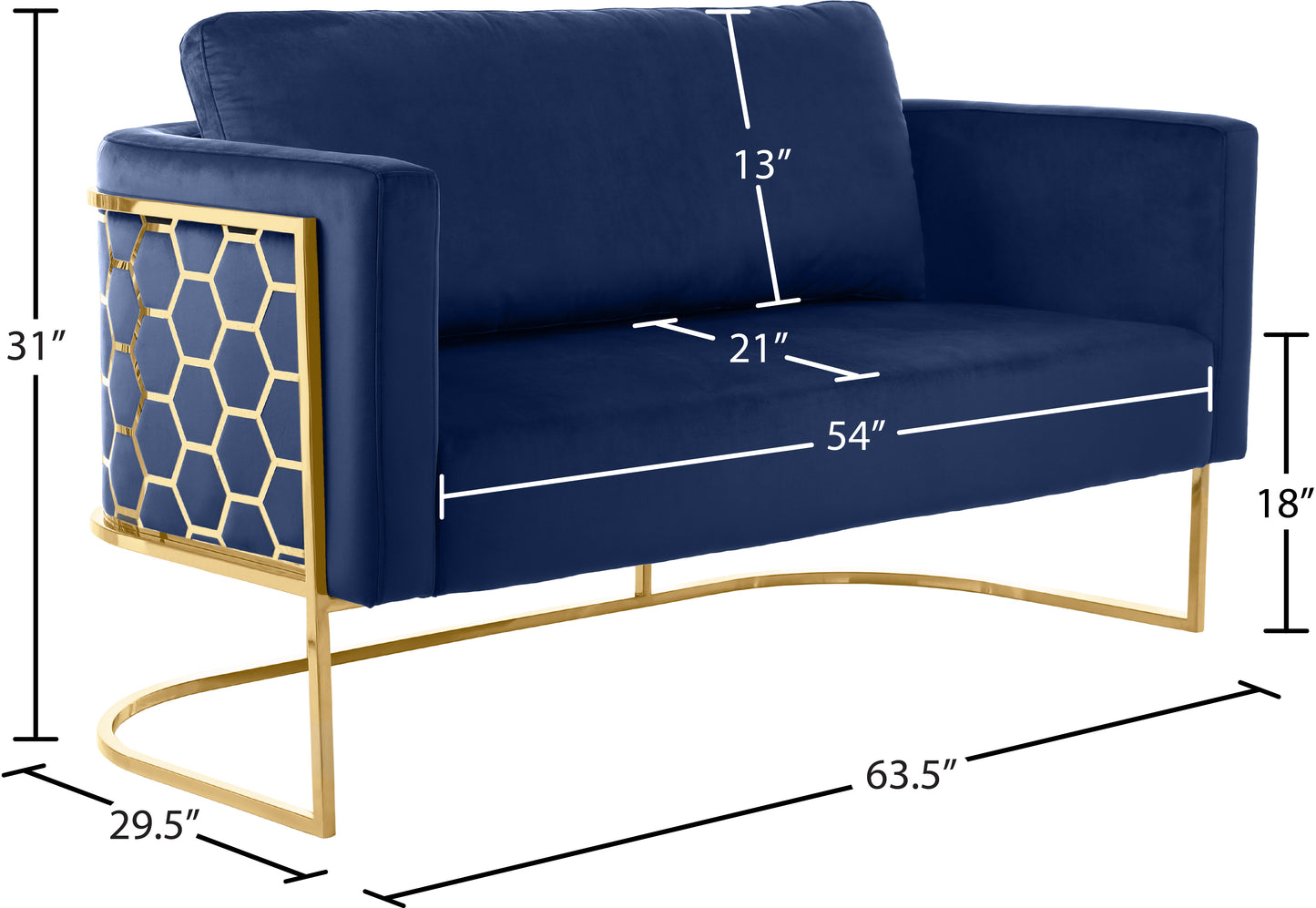 geneva navy velvet loveseat l