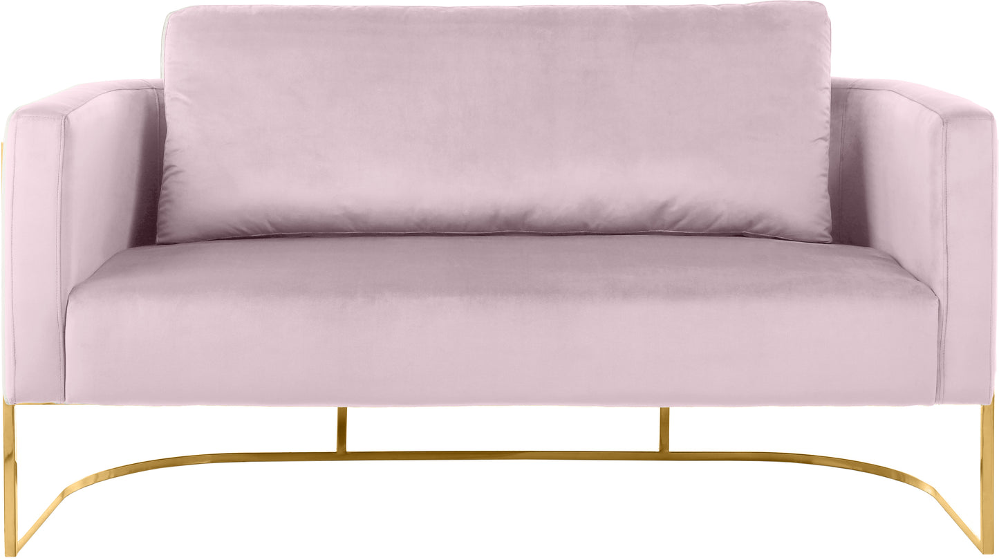 geneva pink velvet loveseat l