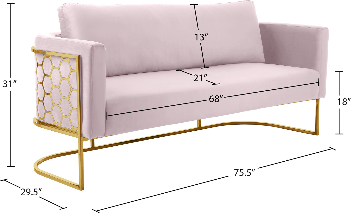 geneva pink velvet sofa s