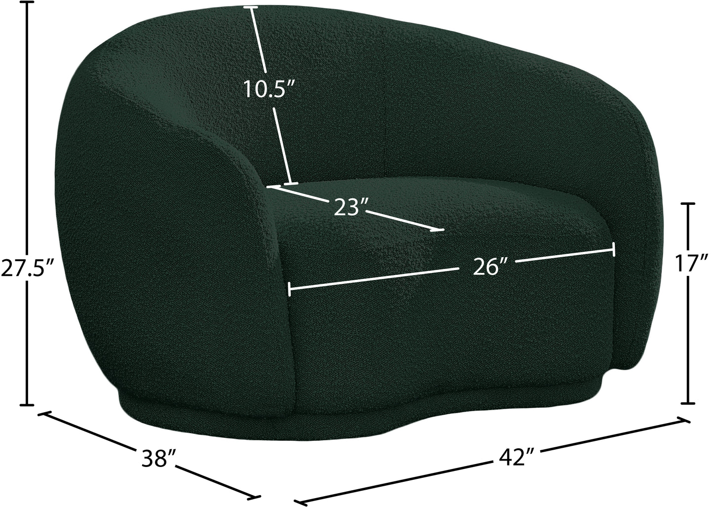 sawyer green boucle fabric chair c