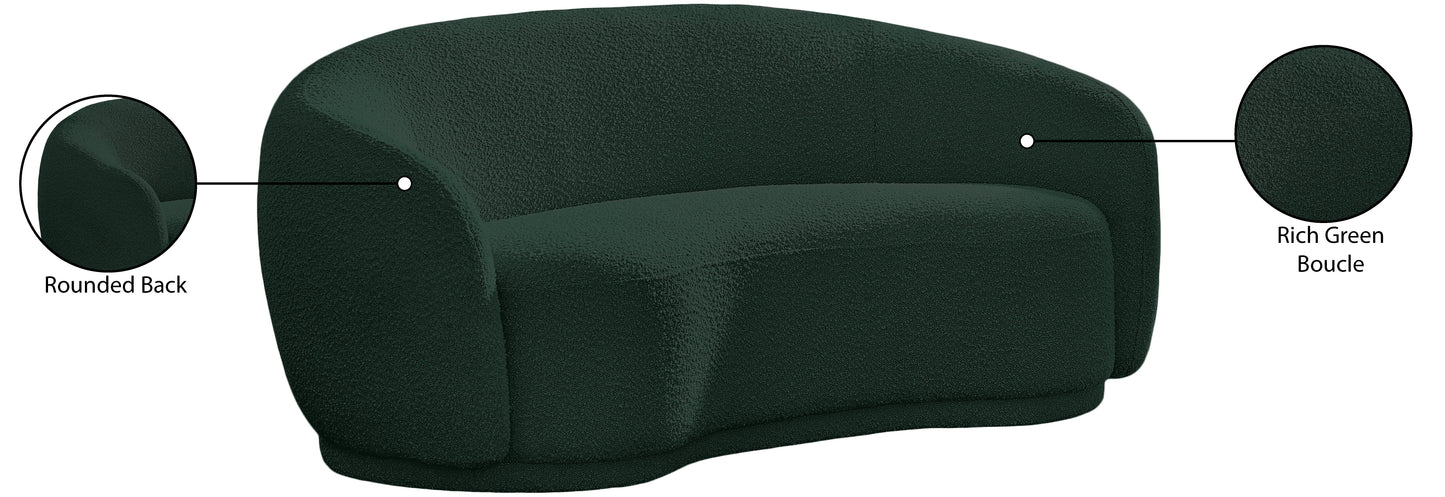 sawyer green boucle fabric loveseat l