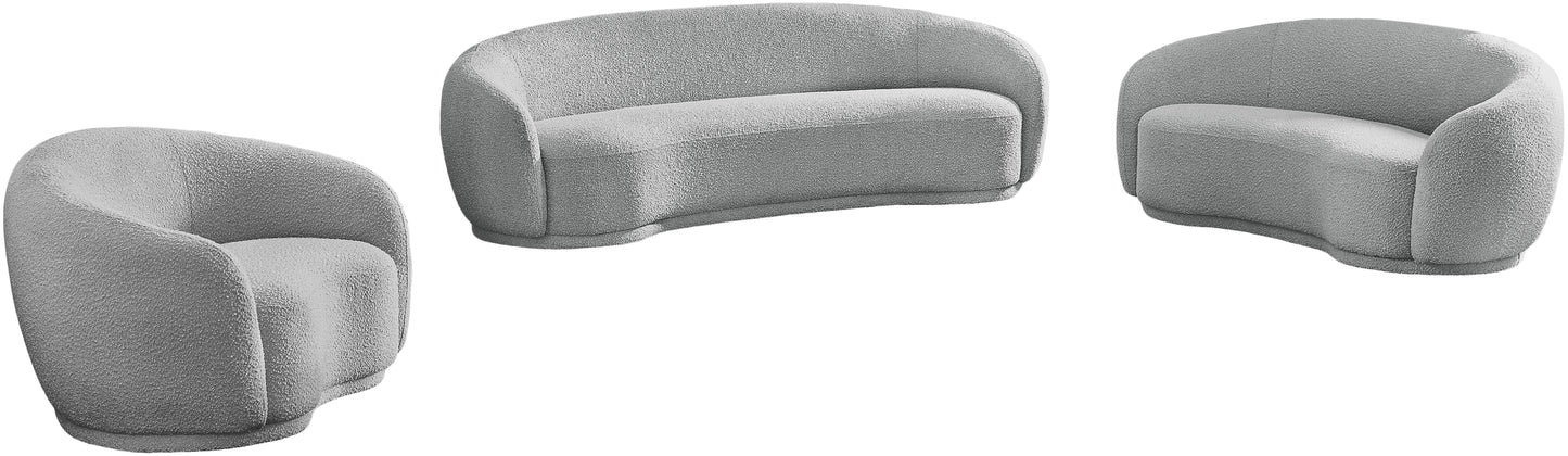 sawyer grey boucle fabric loveseat l