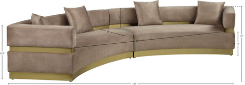 Rhea 148" Beige Velvet Upholstered Sectional, 2-Piece