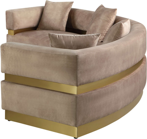 Rhea 148" Beige Velvet Upholstered Sectional, 2-Piece