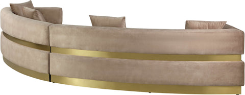 Rhea 148" Beige Velvet Upholstered Sectional, 2-Piece
