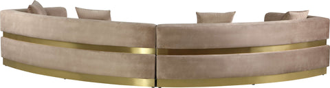 Rhea 148" Beige Velvet Upholstered Sectional, 2-Piece