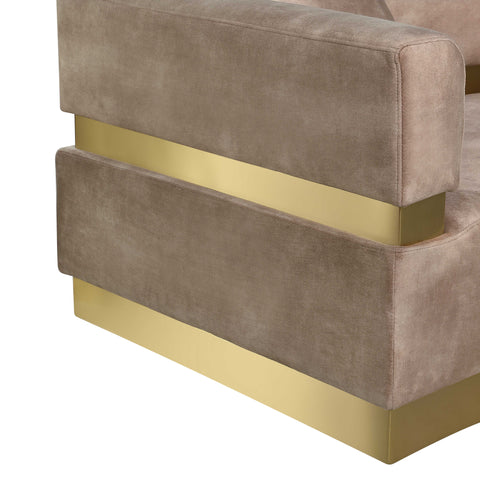 Rhea 148" Beige Velvet Upholstered Sectional, 2-Piece