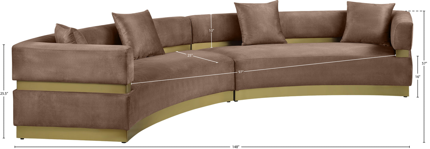 napa brown velvet 2pc. sectional sectional