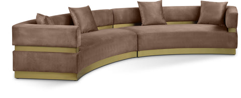 Rhea 148" Brown Velvet Upholstered Sectional, 2-Piece