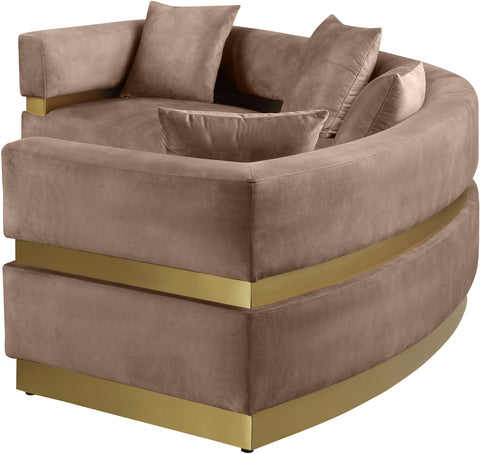 Rhea 148" Brown Velvet Upholstered Sectional, 2-Piece
