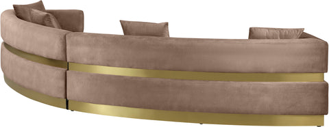 Rhea 148" Brown Velvet Upholstered Sectional, 2-Piece