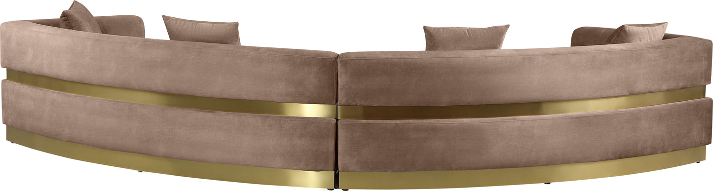 napa brown velvet 2pc. sectional sectional