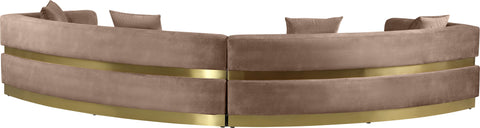 Rhea 148" Brown Velvet Upholstered Sectional, 2-Piece