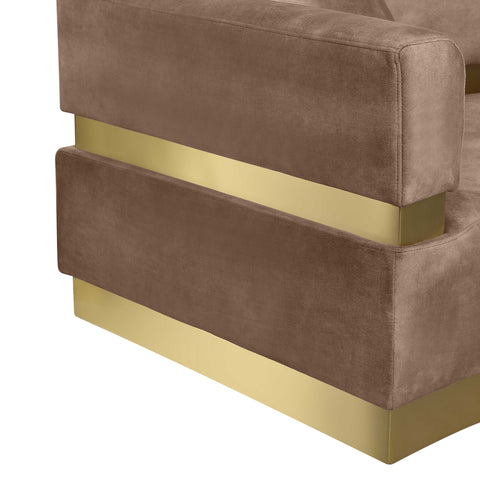 Rhea 148" Brown Velvet Upholstered Sectional, 2-Piece