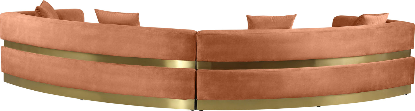 napa cognac velvet 2pc. sectional sectional