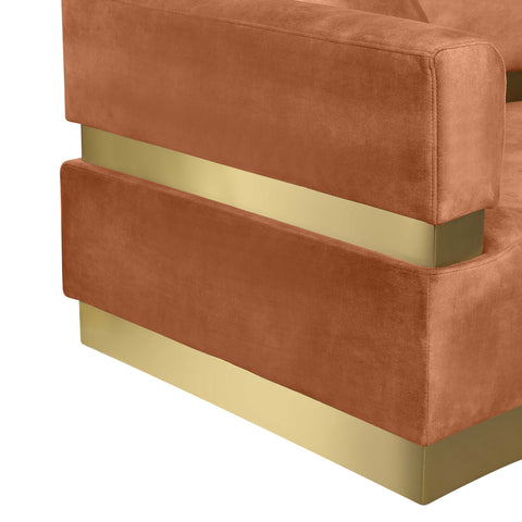 Rhea 148" Cognac Velvet Upholstered Sectional, 2-Piece