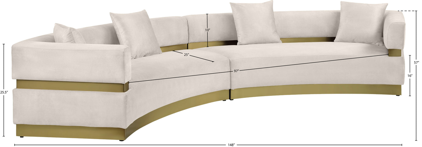 napa cream velvet 2pc. sectional sectional