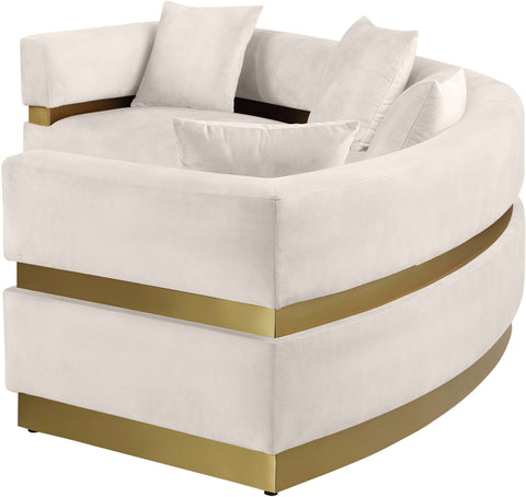 Rhea 148" Cream Velvet Upholstered Sectional, 2-Piece