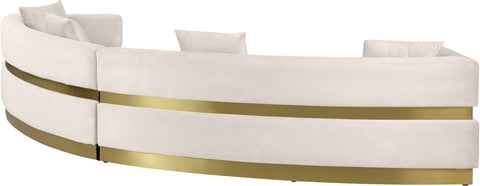 Rhea 148" Cream Velvet Upholstered Sectional, 2-Piece