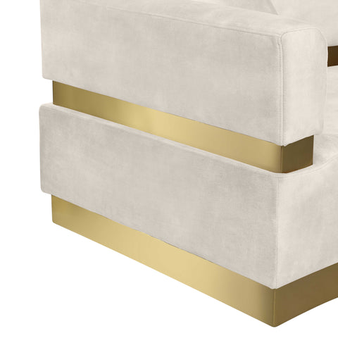 Rhea 148" Cream Velvet Upholstered Sectional, 2-Piece