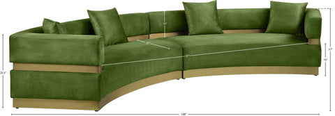 Rhea 148" Olive Velvet Upholstered Sectional, 2-Piece