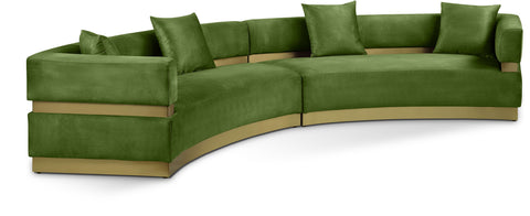 Rhea 148" Olive Velvet Upholstered Sectional, 2-Piece